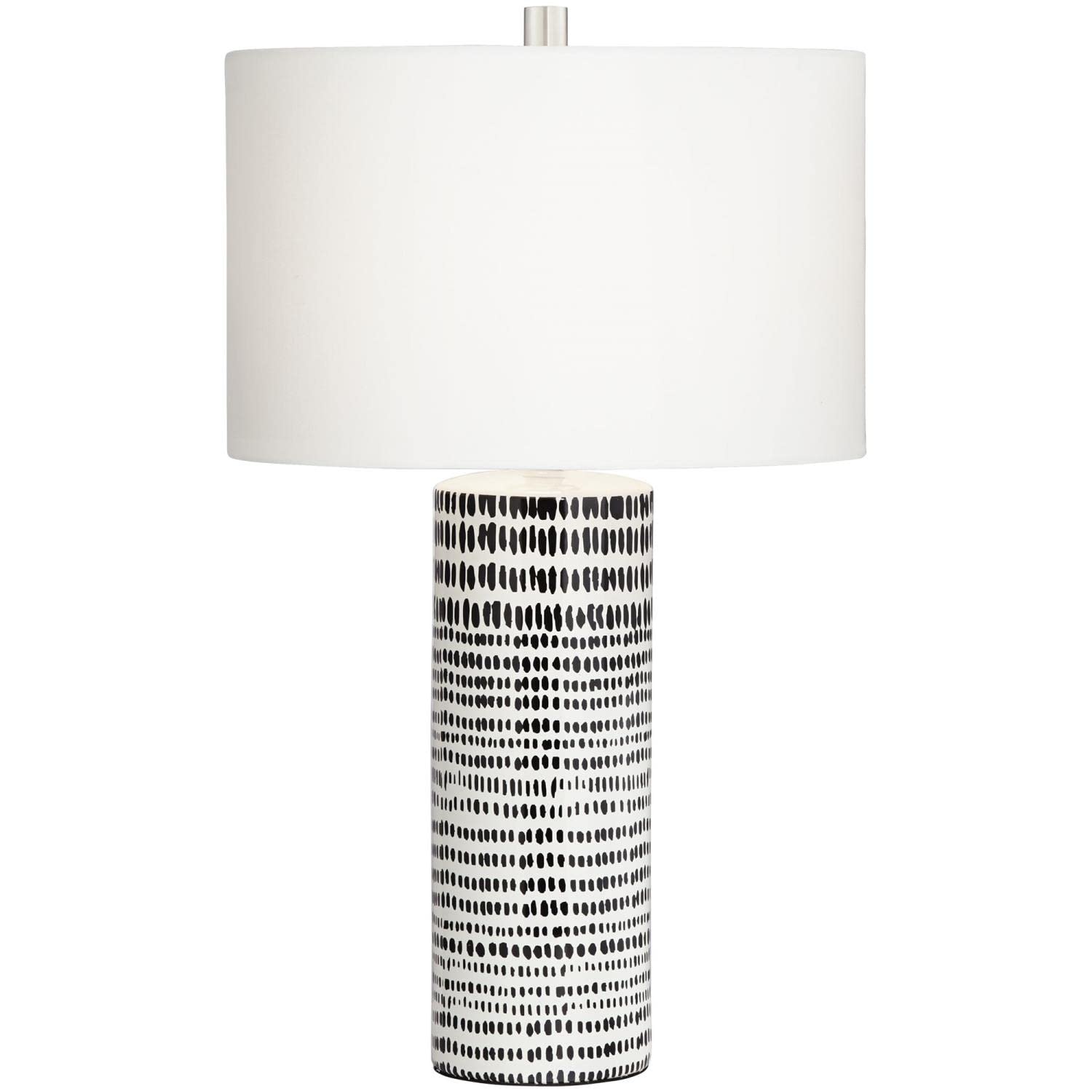Pacific Coast Lighting Southern Heritage 27-Inch Stripes Ceramic Table Lamp in White - Perfect for Living Room, Bedroom & Office Decor