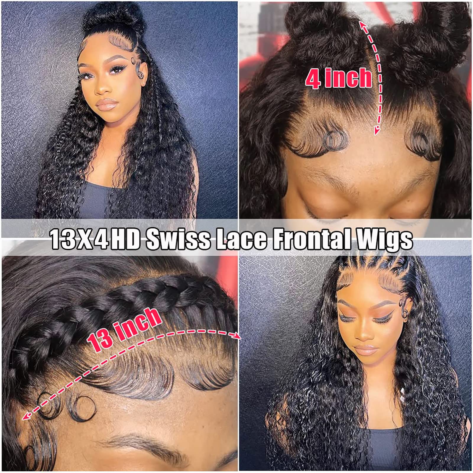13x4 Deep Wave Lace Front Wig Human Hair - 180% Density Pre-Plucked HD Lace with Natural Hairline | Glueless Wet & Wavy Human Hair Wigs for Women (20 Inch) | Perfect for Daily Wear, Parties & Special Occasions