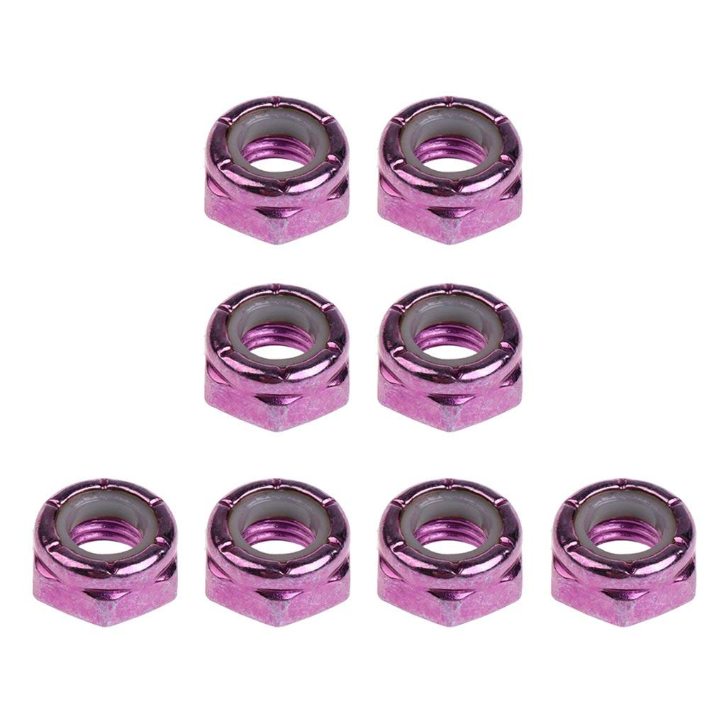 8pcs Skateboard Truck Wheel Axle Screw Nuts - Longboard Hardware Accessories for Men & Women - Durable Outdoor Skateboarding Parts - Purple - Perfect for Skateboard Maintenance & DIY Repairs