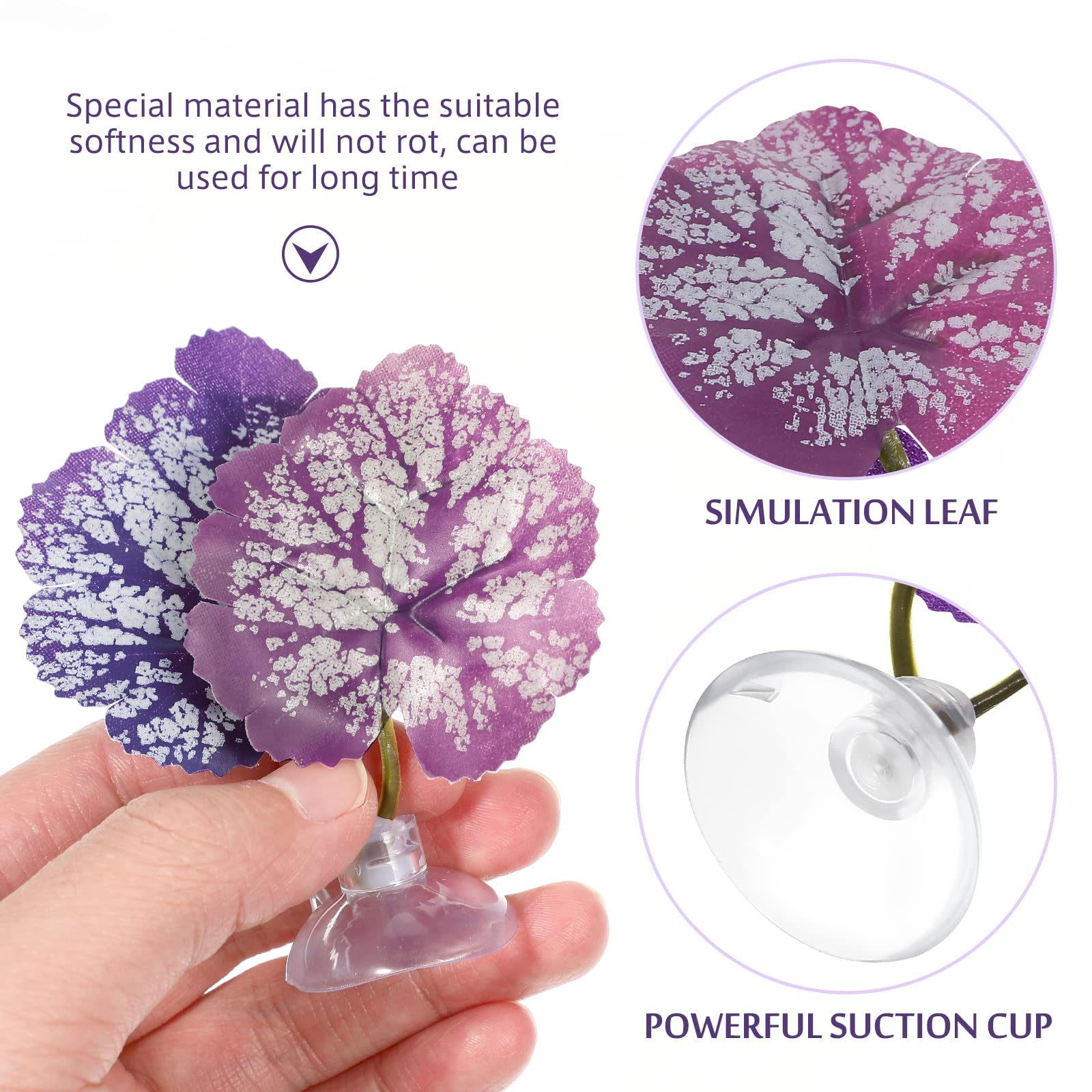 iplusmile Betta Fish Leaf Pad - 2Pcs Aquarium Leaf Hammocks for Betta Fish, Fish Tank Plants Accessories, Natural Habitat Decor with Double Leaf Design (Purple) - Perfect for Betta Fish Resting, Playing Hideout, and Aquarium Decoration