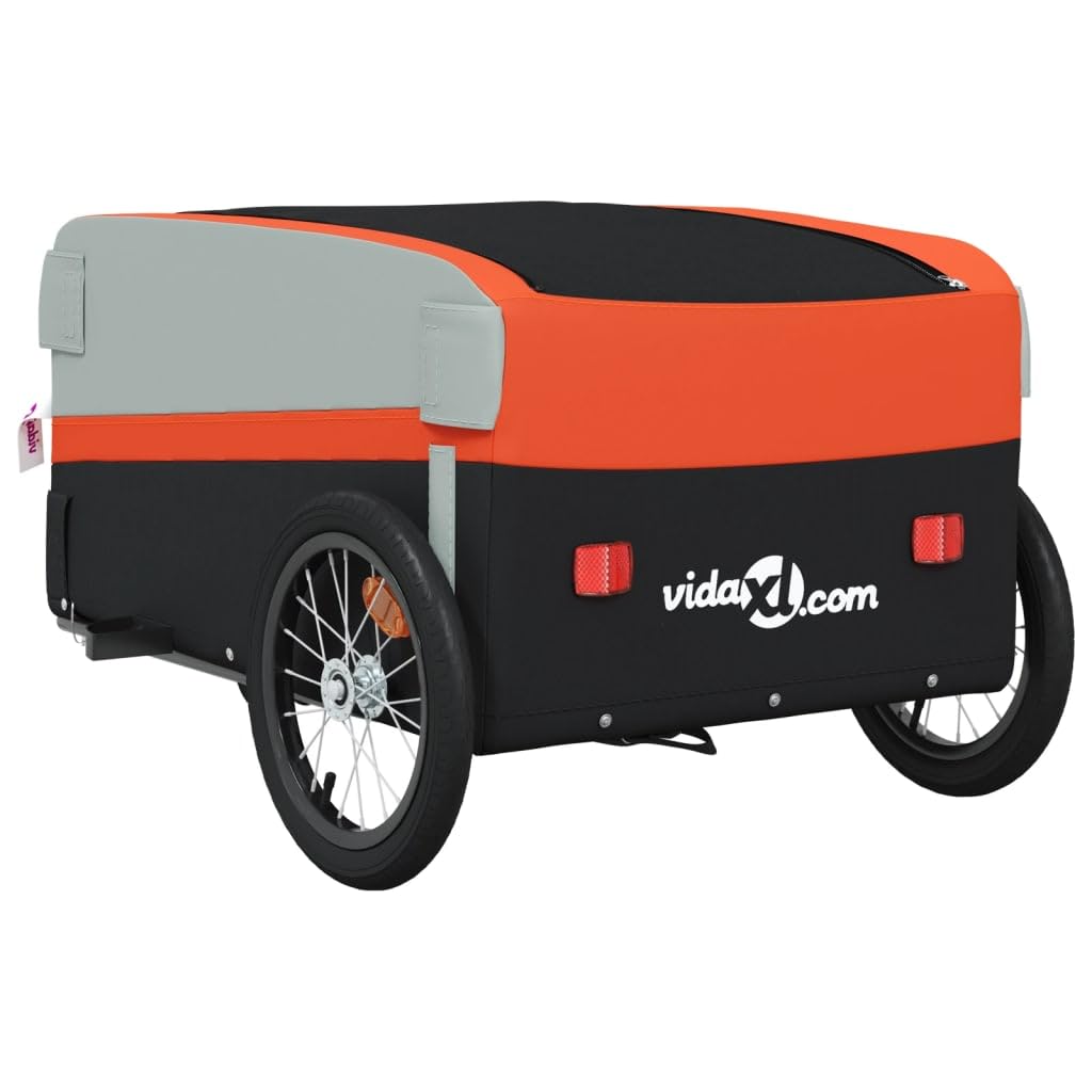 Heavy Duty Black and Red Bike Cargo Trailer - 99.2 lb Capacity, 53.9