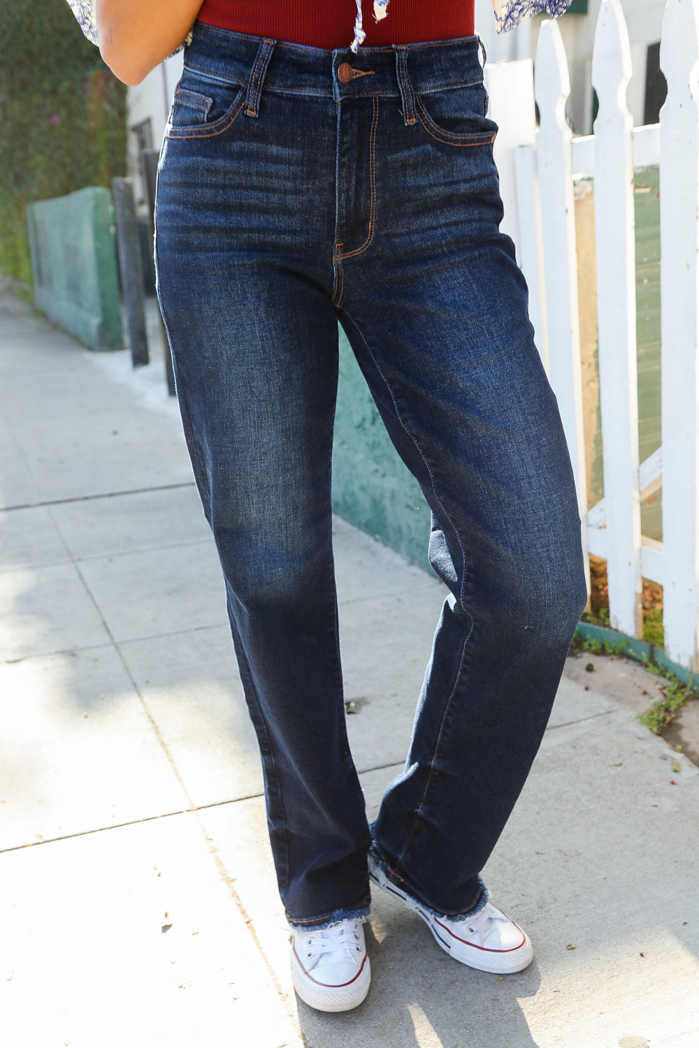Judy Blue Midnight Horizon Mid Rise Straight Leg Denim Jeans for Women | Comfortable Stretch Denim Pants | Perfect for Casual Wear, Office & Date Night