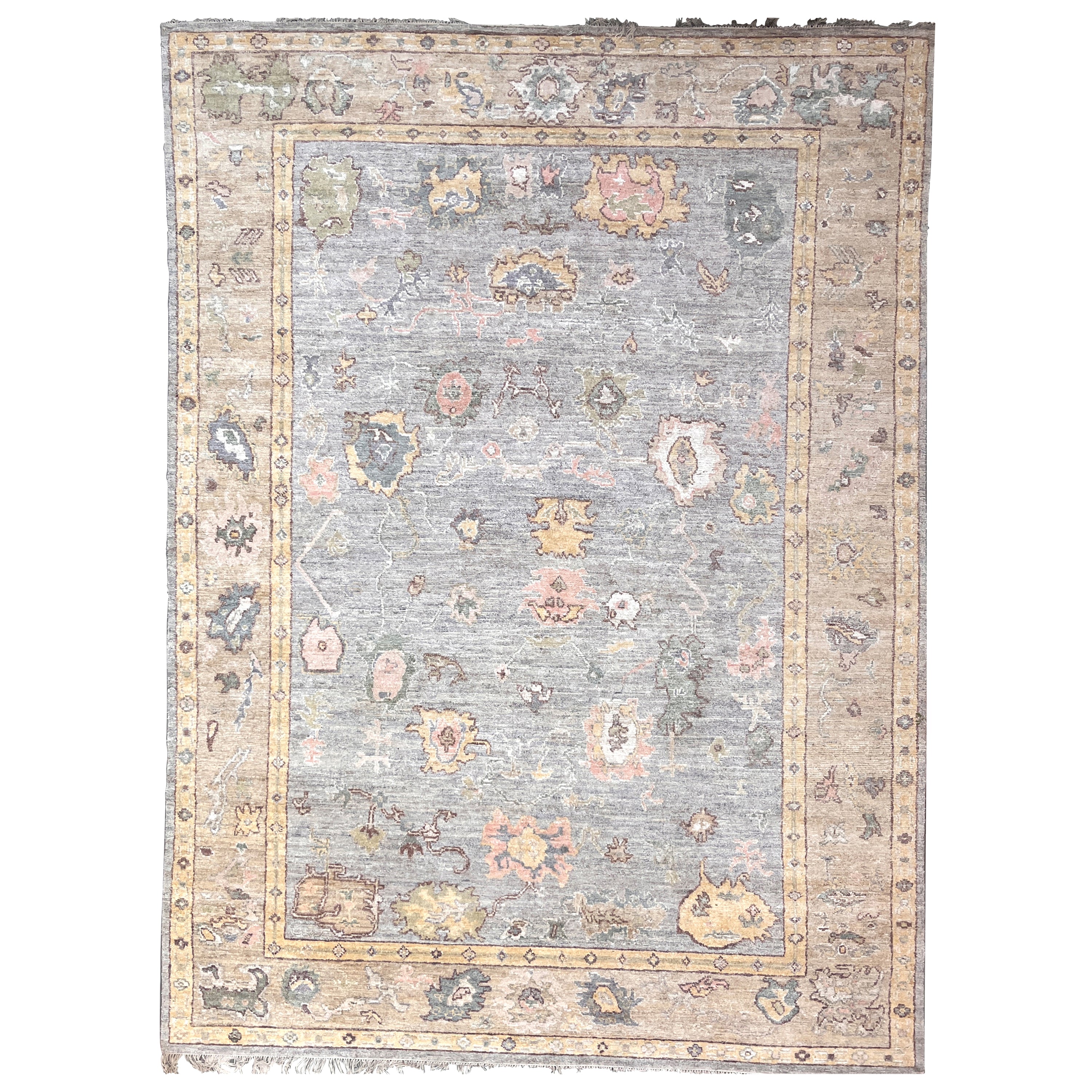 Blue Traditional Oushak Silk Rug 12' x 16' - Handmade Turkish Silk Carpet for Living Room, Bedroom & Luxury Home Decor