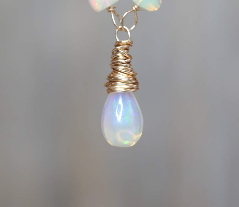 Genuine Ethiopian Welo Opal Teardrop Necklace in Gold - Elegant Women's Jewelry for Weddings, Bridal & October Birthstone Gifts - Perfect Birthday Present & Anniversary Keepsake