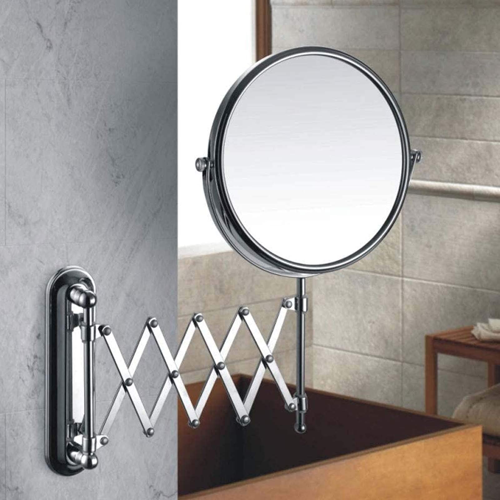 10x Magnification Wall Mounted Makeup Mirror - 8 Inch Round Double-Sided Swivel Bathroom Mirror with 15 Inch Extension - Perfect for Vanity, Dressing Room & Bathroom Makeup Application