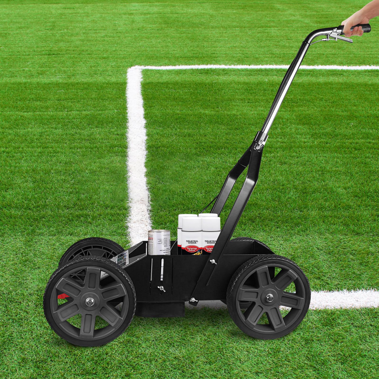 High-Performance Striping Line Marking Machine for Athletic Fields & Parking Lots | Works with Inverted Striping Spray Paint (Black) | Perfect for Sports Courts, Road Marking & Construction Sites