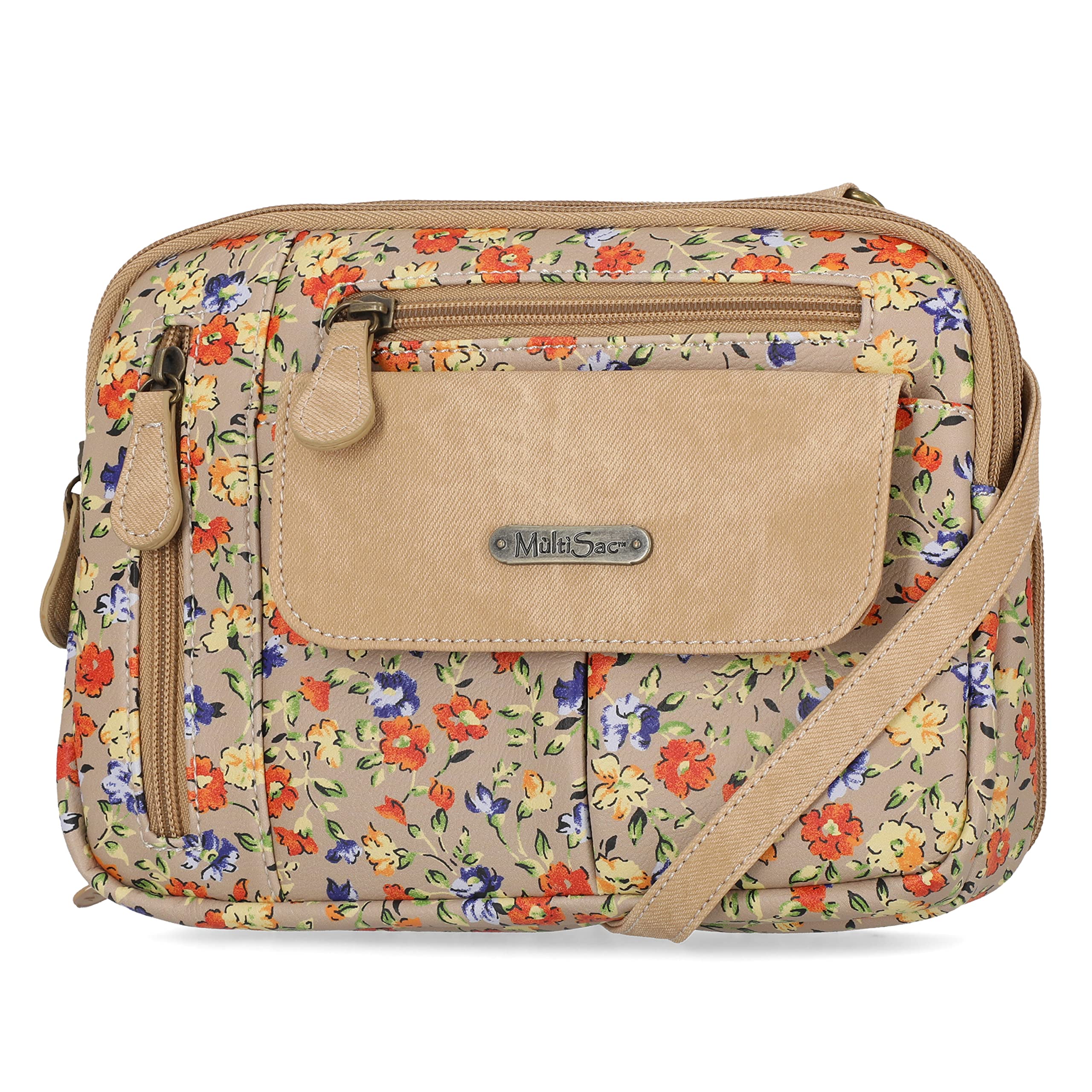 Stylish MultiSac Zippy Triple Compartment Crossbody Bag for Women - Secure & Spacious Travel Purse with 3 Zippered Pockets - Perfect for Daily Commute, Shopping & Travel Accessories