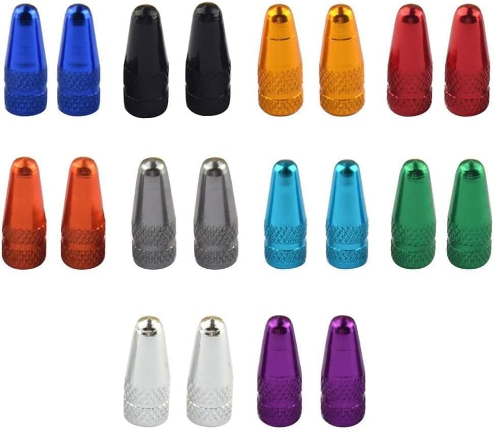 20Pcs Multicolor Bike Valve Caps - French Style Anodized Aluminum Alloy Tire Dust Covers - Durable Cycling Accessories for Mountain Bikes, Road Bikes & Commuter Bikes - Perfect Gift for Cyclists