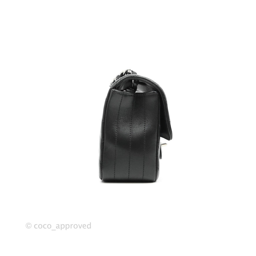 Chanel Chevron Mini Rectangular Flap Bag in Black Lambskin Leather with Silver Hardware - Perfect for Evening Events & Luxury Fashion Accessories