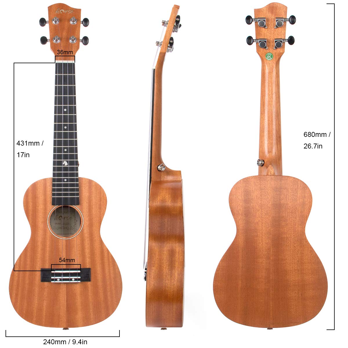 Professional 26 Inch Tenor Ukulele for Adults - Beginner Kit with Gig Bag, Strap & OEM Strings - Hawaiian Guitar for Travel, Beach, Camping & Music Lessons