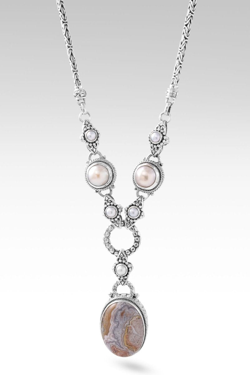 Loving Shepherd Necklace - Handmade Crazy Lace Agate Pendant with Champagne & White Freshwater Pearls - Spiritual Jewelry for Women, Gift for Baptism, Confirmation & Religious Occasions