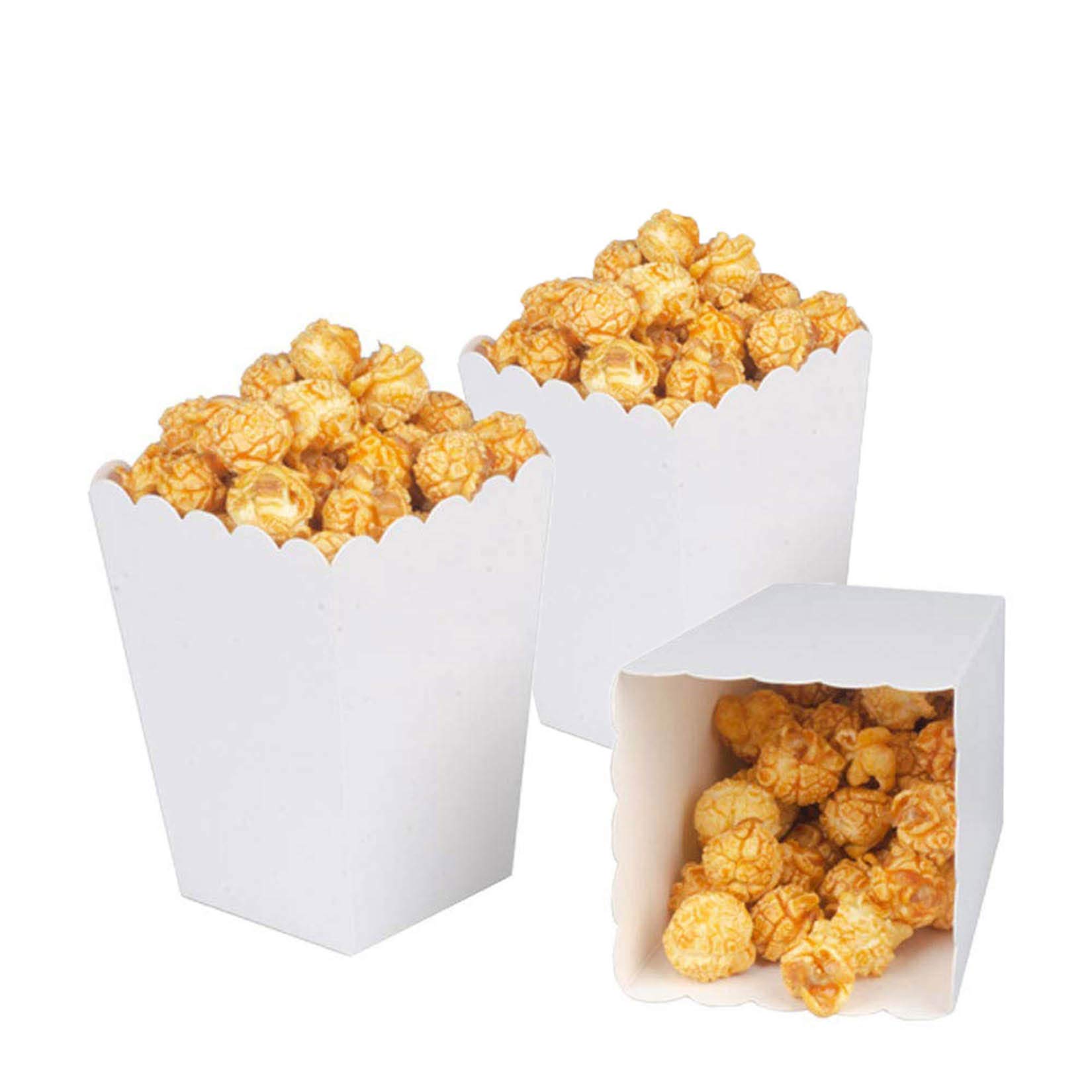 White Mini Popcorn Boxes - 12 Pack Cardboard Popcorn Containers for Movie Nights, Birthday Parties & Carnival Events
