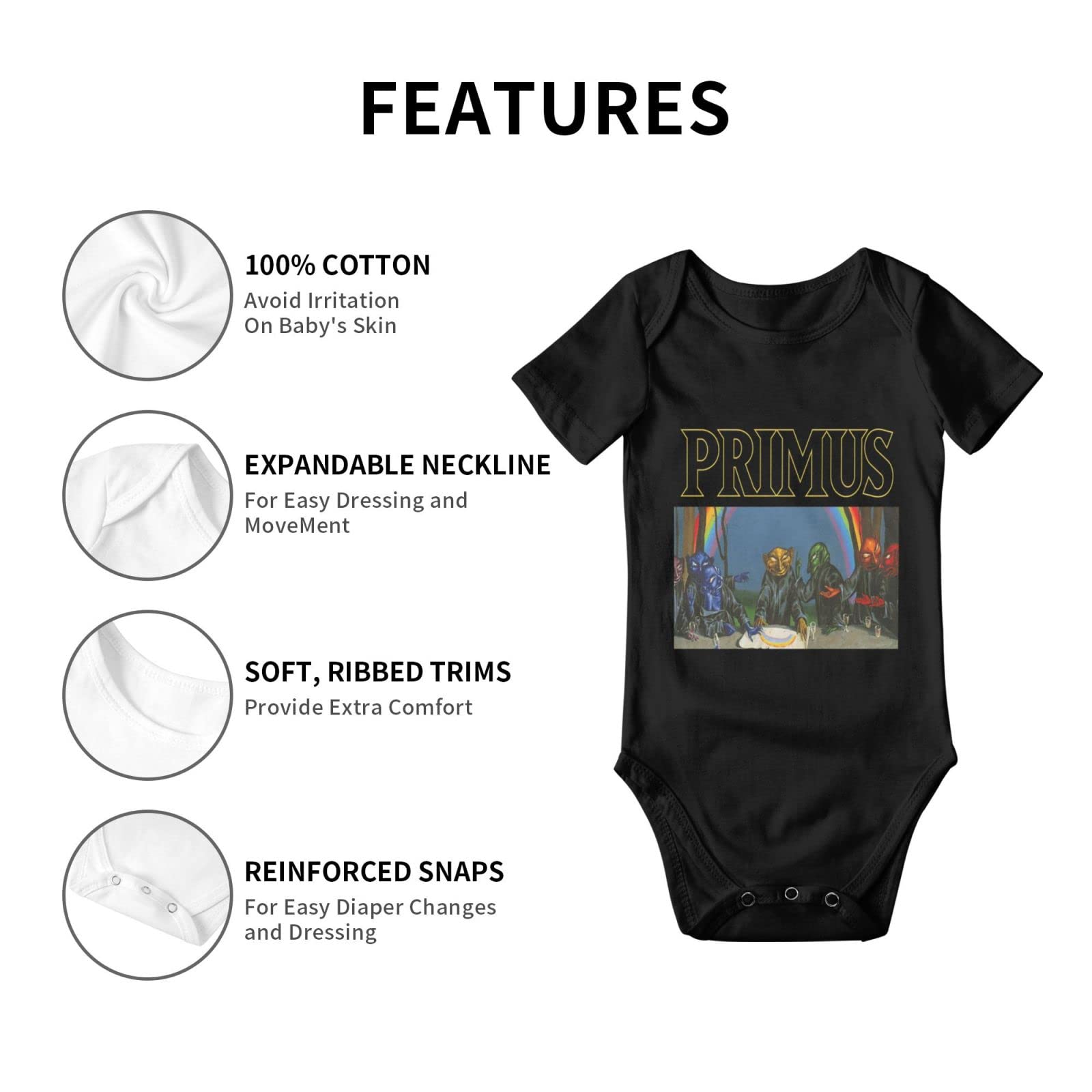 **Priimus Band Baby Onesie - 100% Cotton Unisex Newborn Romper, 3D Printed Short-Sleeve Bodysuit (0-6 Months) - Soft & Comfortable Outfit for Baby Girls & Boys - Perfect for Playtime, Daycare & Family Photos**
