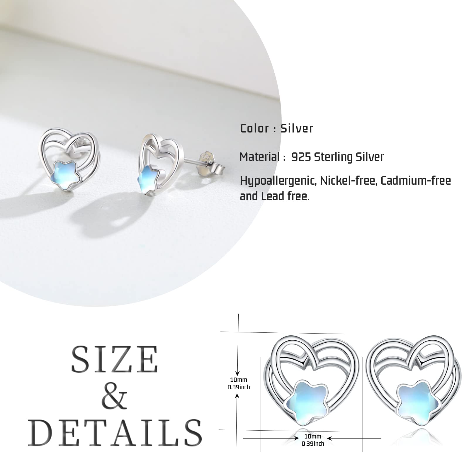 925 Sterling Silver Hypoallergenic Moonstone & Turquoise Dangle Earrings for Women - Elegant Stud Drop Earrings Fashion Jewelry Gift for Mother's Day, Birthday & Special Occasions