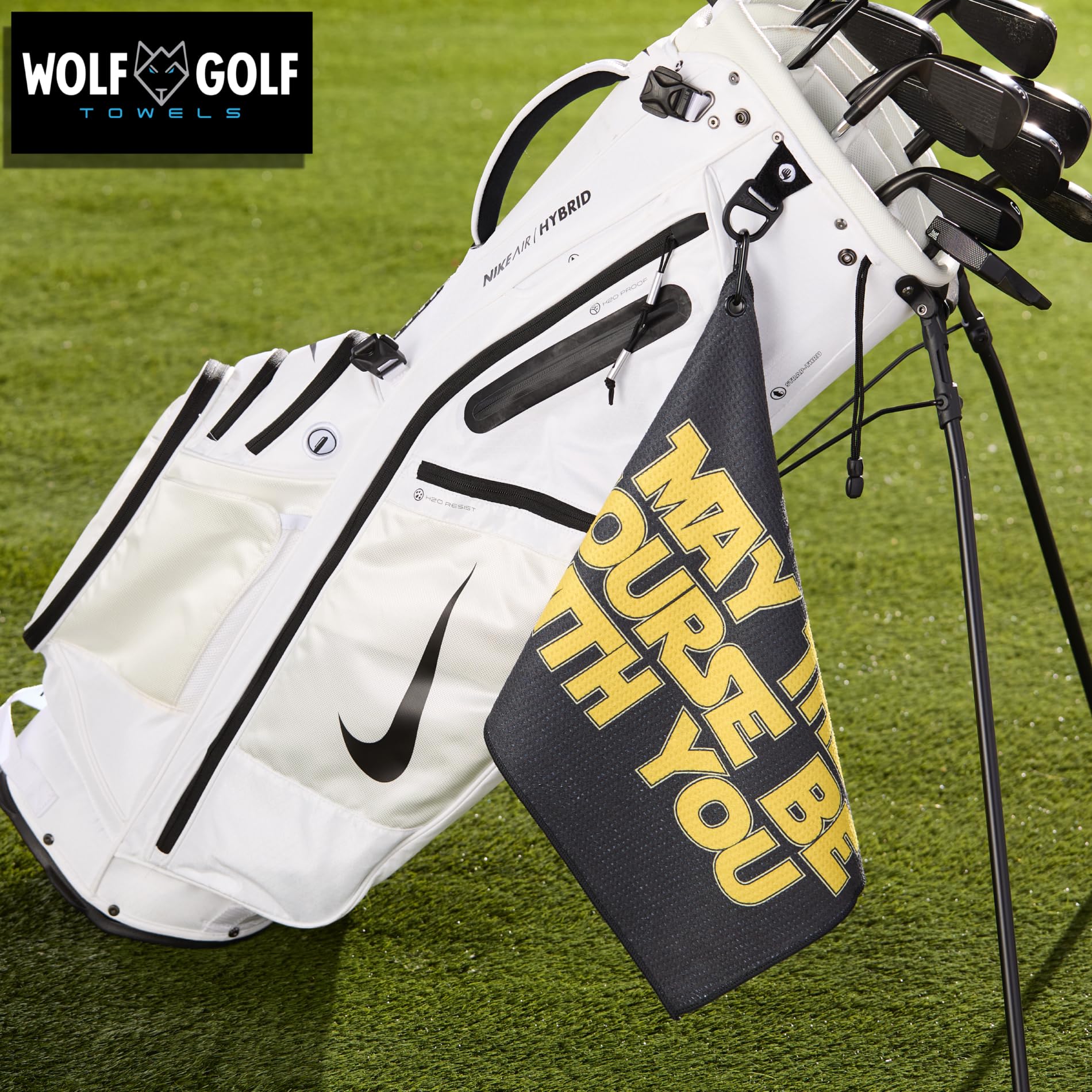 May The Course Be With You Golf Towel - Funny Printed Golf Accessories for Men - Perfect Golf Gift - Ideal for Golf Courses, Driving Range & Clubhouse Use