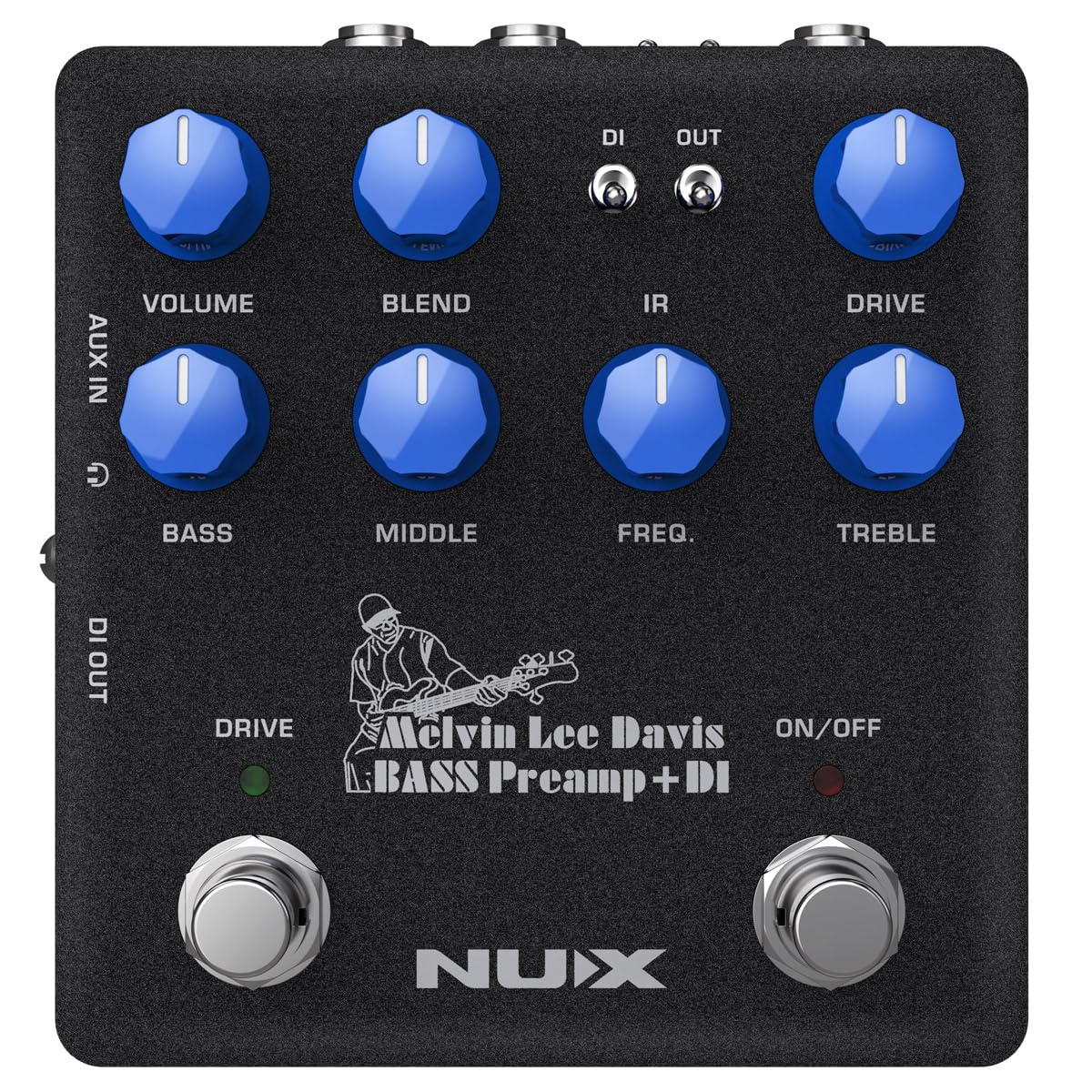 NUX Melvin Lee Davis NBP-5 Dual Switch Bass Pedal - Bass Preamp, DI Box, IR Loader & Audio Interface Combo for Professional Bassists & Studio Recording