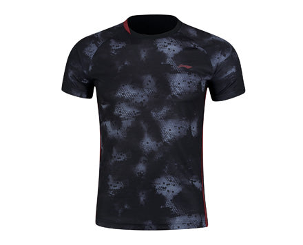 Li Ning Men's Badminton Shirt - Breathable Quick-Dry Sports Top for Badminton, Tennis & Gym Workouts (Black)
