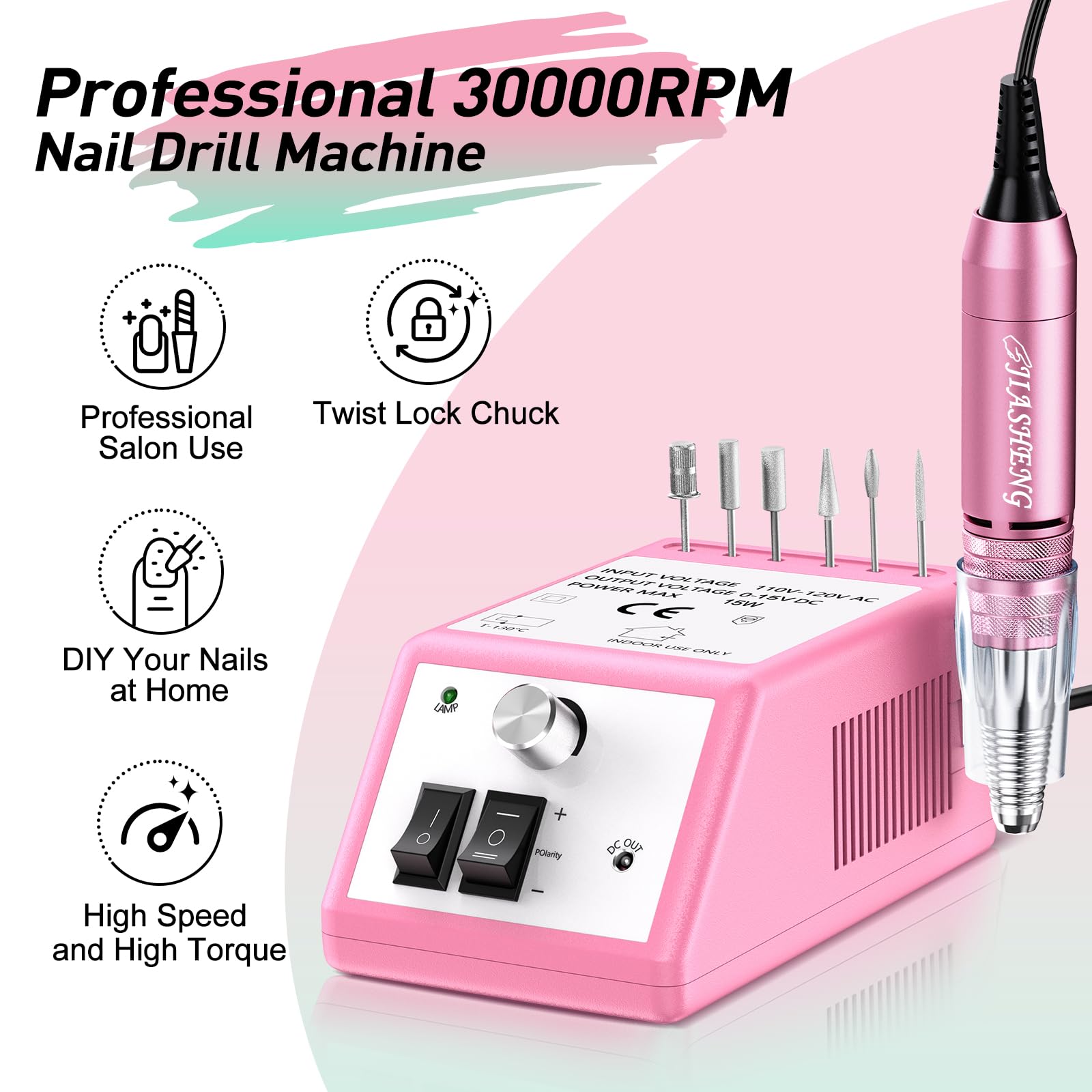 Professional Electric Nail Drill Kit 30000 RPM - Compact Nail File Machine for Acrylic & Gel Nails - Manicure Pedicure Tools for Salon & Home Use - Perfect for Nail Art, Extensions & Polish Removal