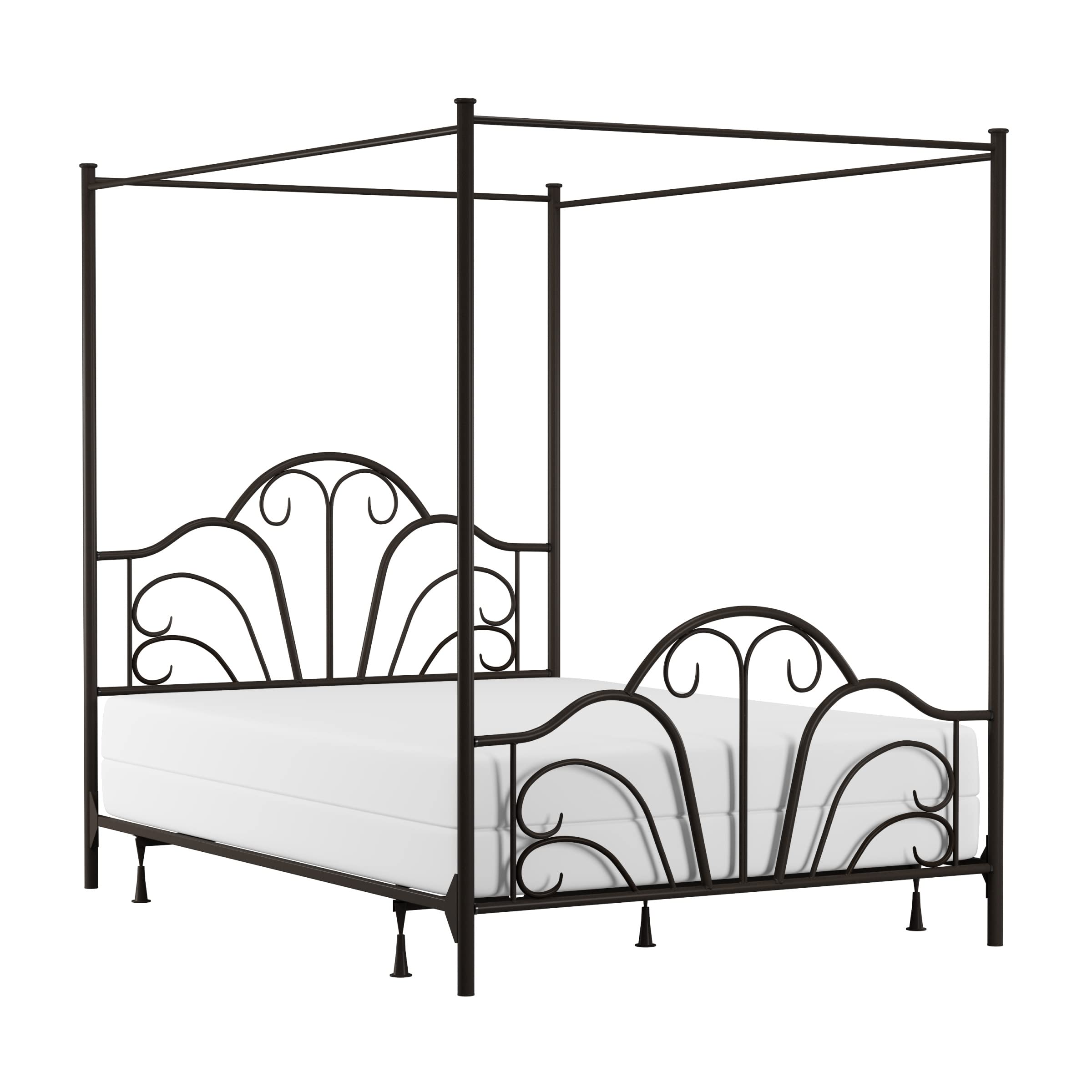 Hillsdale Dover Full Canopy Bed in Textured Black - Elegant Four Poster Bed Frame for Master Bedroom, Guest Room & Luxury Bedroom Decor