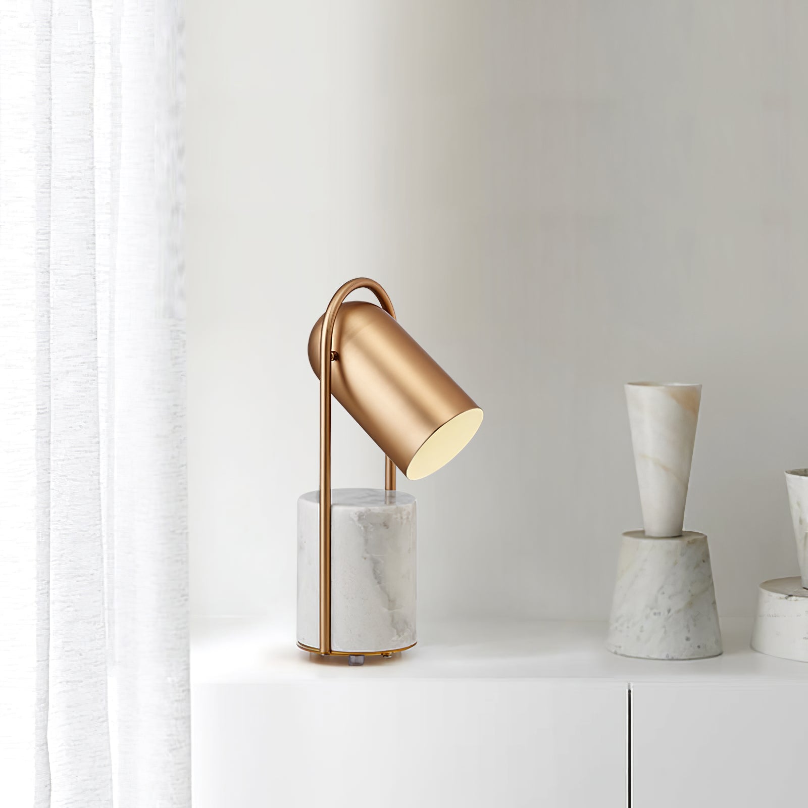 Modern Canister Table Lamp - Adjustable LED Desk Light for Home Office, Bedroom & Living Room - Stylish Nightstand Lamp with Dimmable Warm White Light for Reading & Relaxing