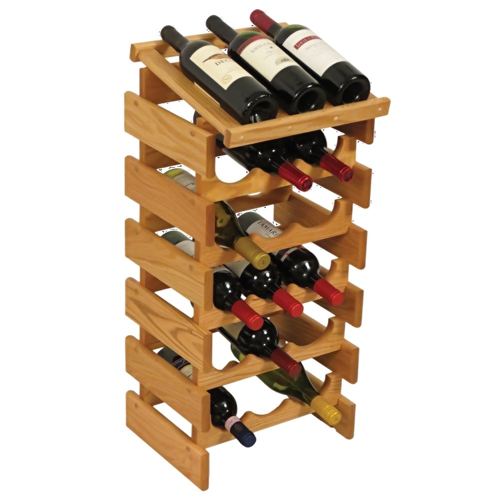 Wooden Mallet® 18 Bottle Dakota™ Wine Rack with Display Top - Light Oak Finish | Stylish Wine Storage for Kitchen, Dining Room & Bar Decor