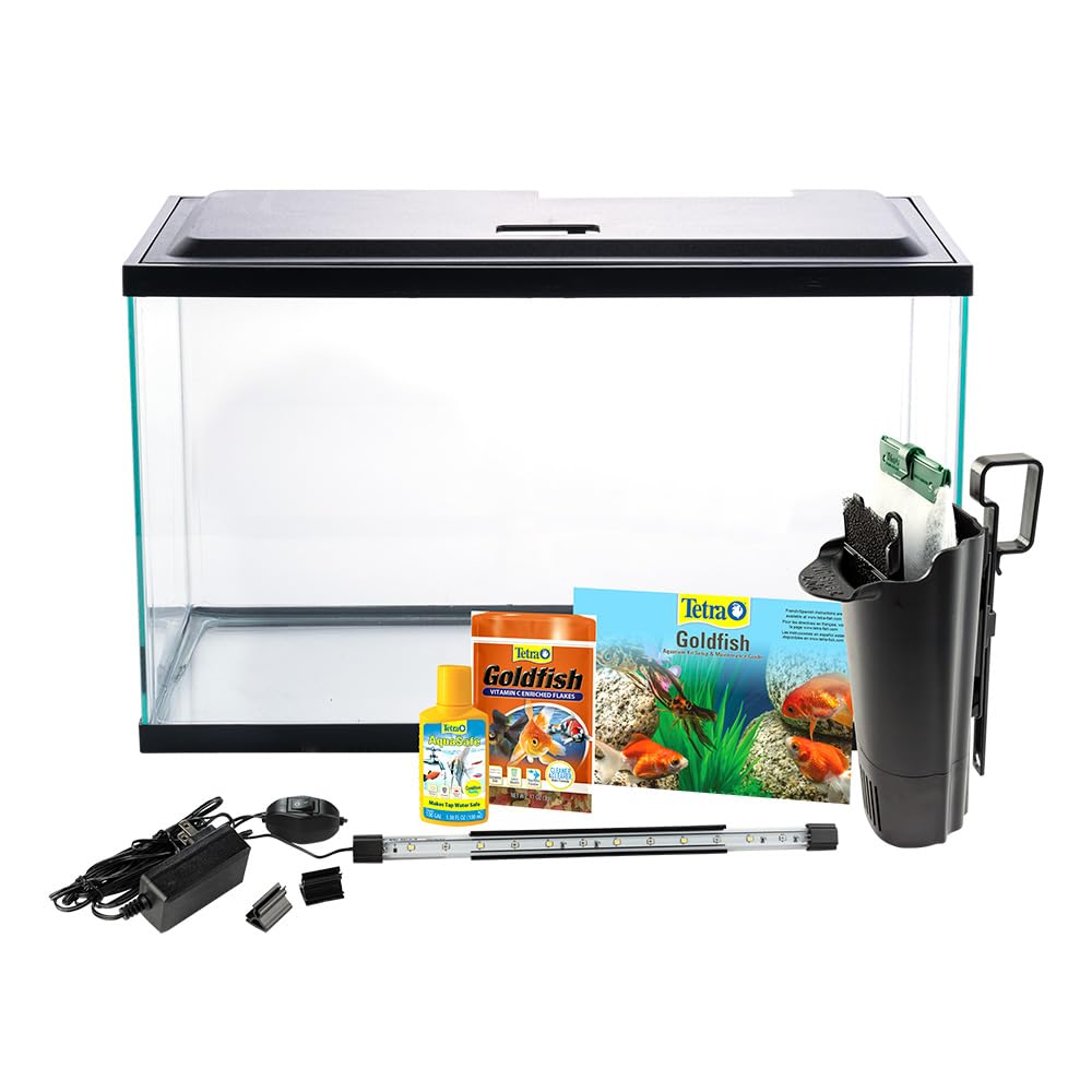 Tetra Goldfish LED Aquarium Kit 10 Gallon - Complete Fish Tank Set with LED Light & Filter - Perfect for Home, Office or Classroom Fish Keeping