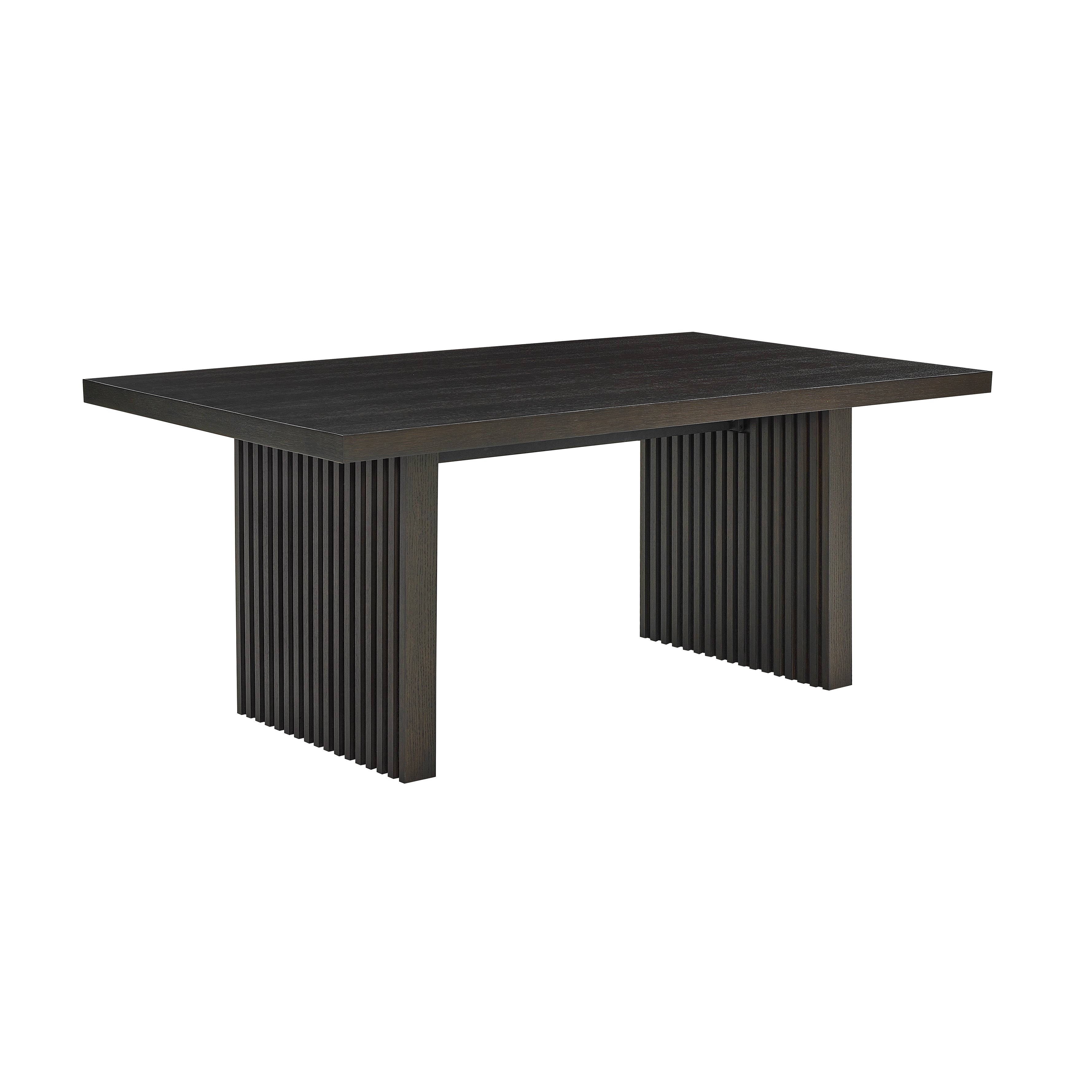 Roundhill Furniture Madison Modern Dining Table with Slat Fluted Base in Espresso - Perfect for Contemporary Dining Rooms & Small Space Apartments