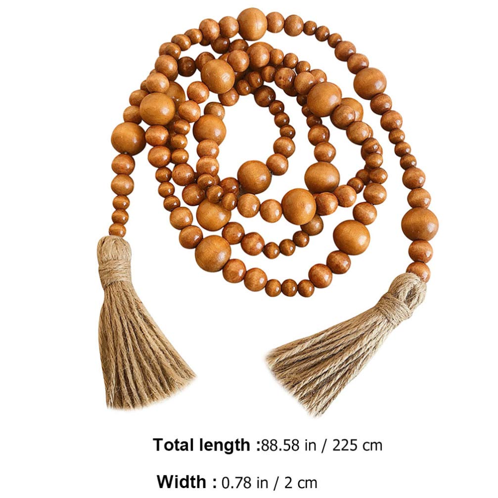 KESYOO 1pc Twine Beads Tassel Wall Hanging Decor - Handmade Wooden Bead Pendant for Boho Home Decor, Nursery, Living Room & Bedroom Decoration - Natural Fiber Tassel Ornament for Wall, Door & Window Dressing