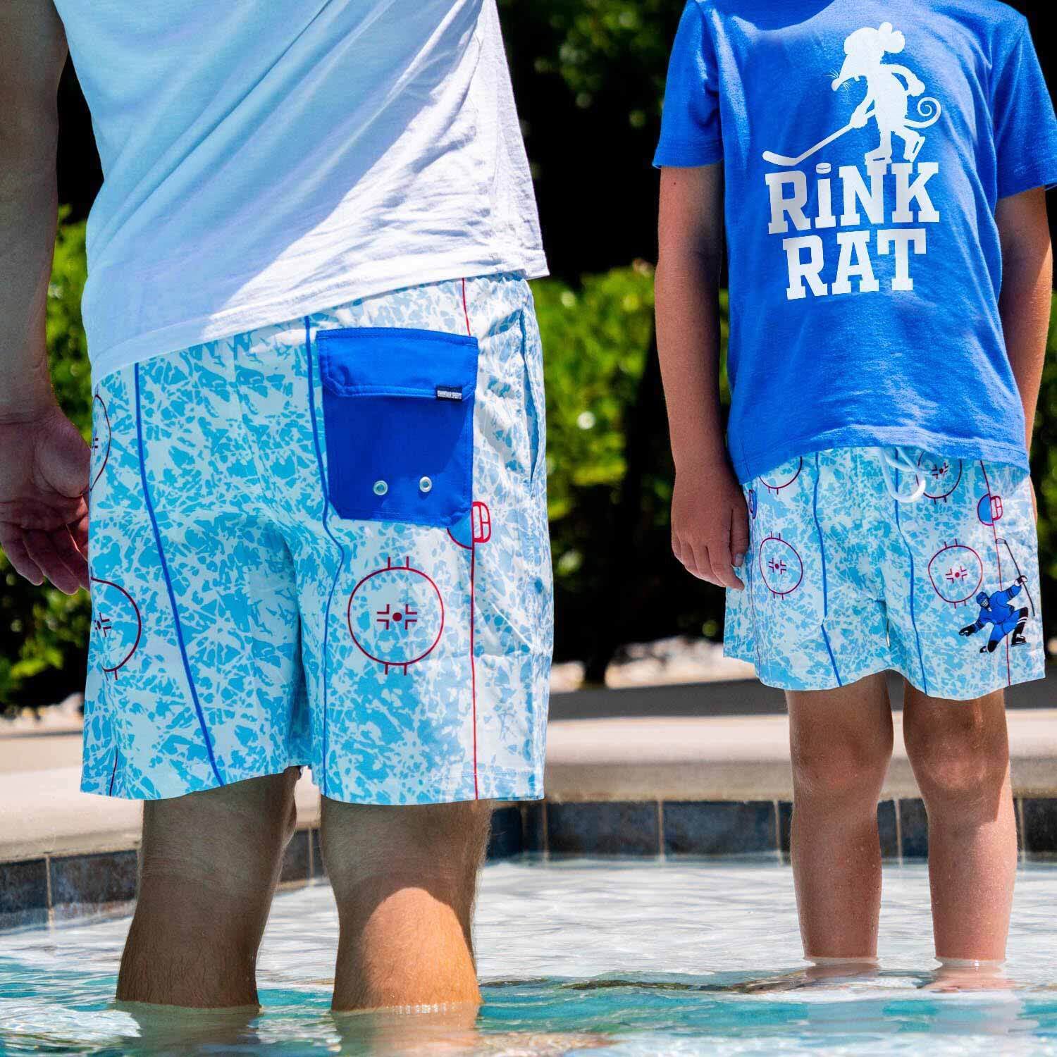 ChalkTalkSPORTS Hockey Swim Trunks & Board Shorts for Men, Women & Kids | Quick-Dry Swimwear for Pool, Beach & Water Sports | Youth & Adult Sizes