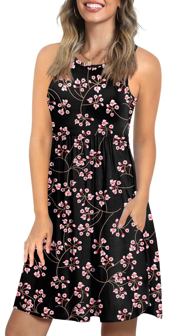 LONGYUAN Women's Summer Dresses 2023 - Stretchy Sleeveless Sun Dresses with Pockets | Beachwear, Vacation Outfits & Casual Wear