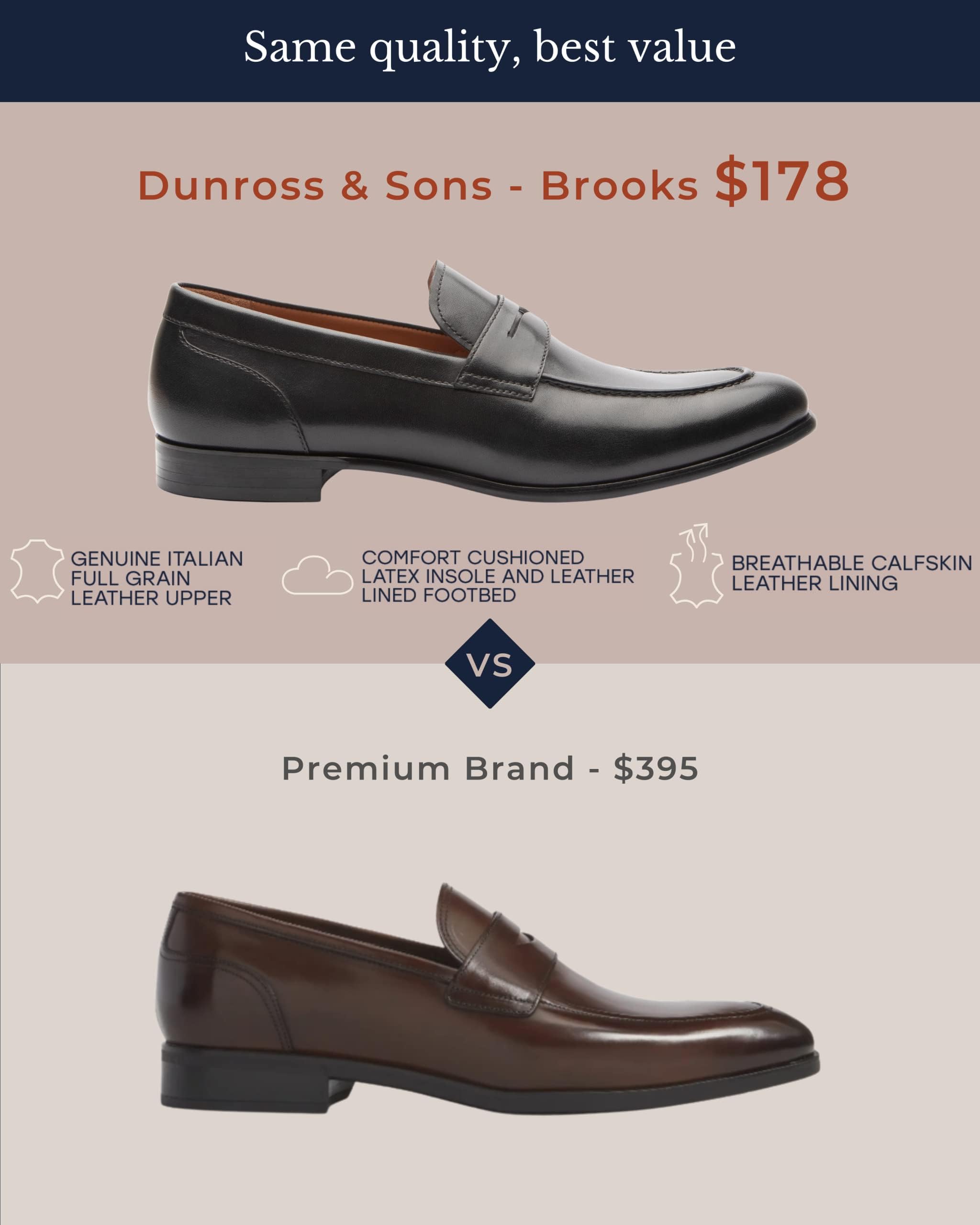 Dunross & Sons Men's Brookes Penny Loafer Slip-On Dress Shoes for Business & Formal Occasions - Comfortable Leather Loafers for Office, Wedding & Professional Events