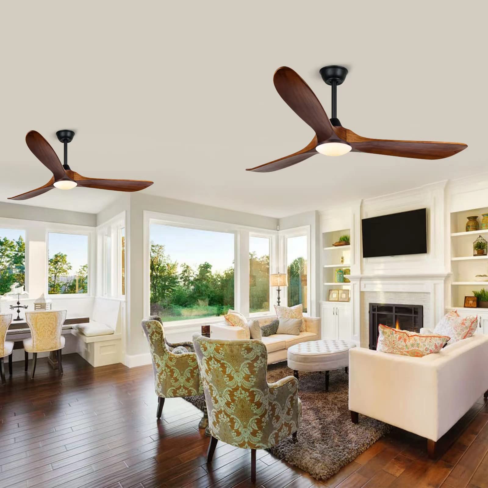 Rustic Farmhouse Ceiling Fan with Lights - 60 Inch Outdoor Ceiling Fan for Patio, Porch & Gazebo - 3 Blade Wood Ceiling Fan, Damp Rated, High Airflow - Perfect for Outdoor Living Spaces, Backyard Relaxation & Commercial Use