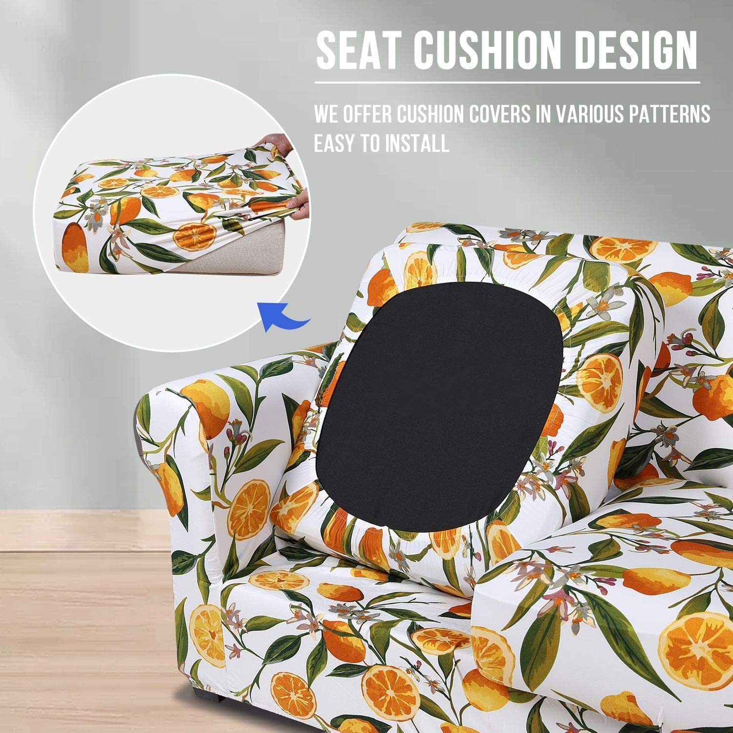 Hyha Printed Stretch Sofa Cover Set - 3 Cushion Couch Cover (72