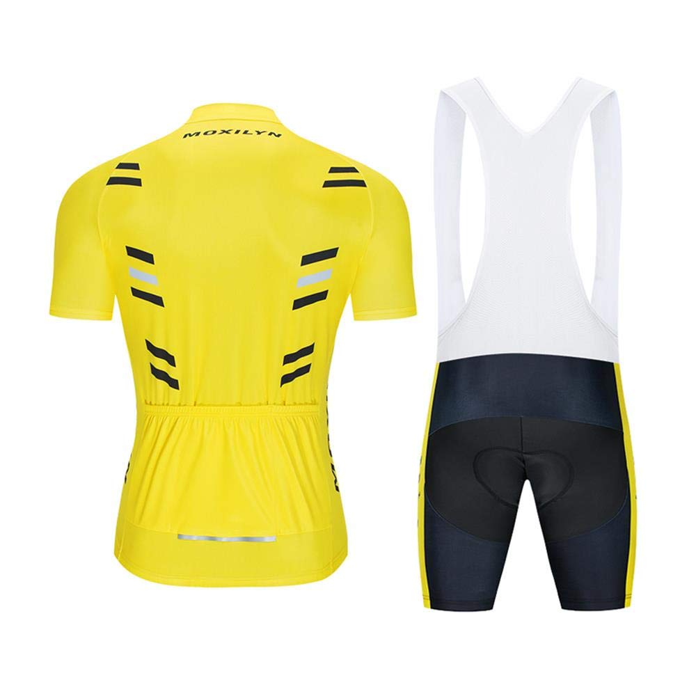 MOXILYN Men's Cycling Jersey & Bib Shorts Set - 20D Gel Padded MTB Bike Clothing for Mountain Biking & Road Cycling - Breathable Short Sleeve Jersey with Comfortable Bike Bibs for Training & Racing