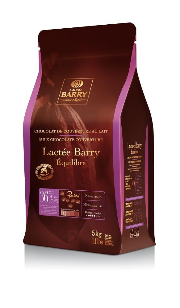 Cacao Barry 35% Lactee Milk Chocolate Pistoles - 11lb Bulk Pack for Easy Melting | Perfect for Baking, Desserts & Chocolate Making