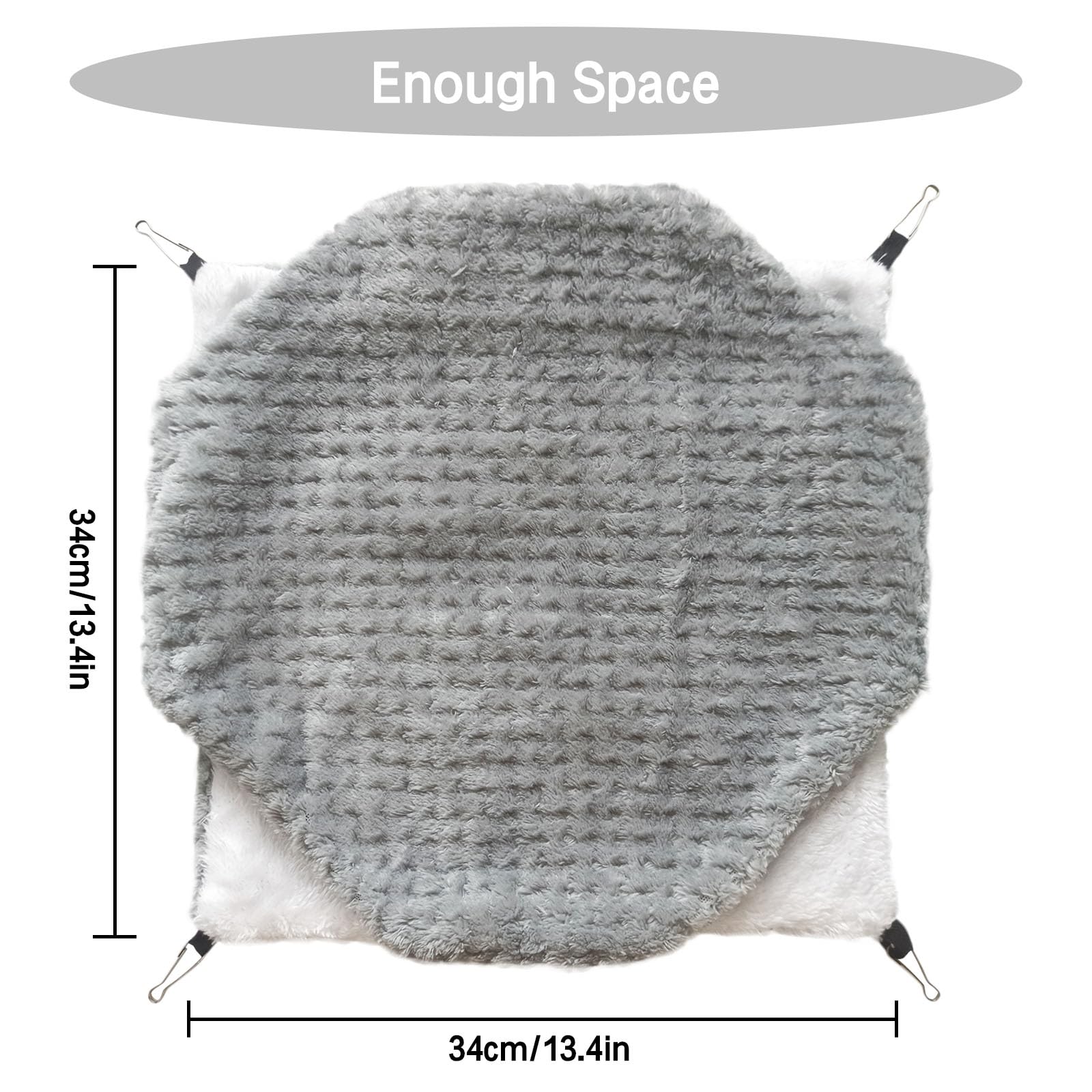 Double-Layer Fleece Rat Hammock - Soft Guinea Pig & Ferret Hammock House for Cage Accessories | Warm Small Animal Hanging Bed for Hamsters, Rats & Ferrets | Perfect for Playing, Sleeping & Hideout (Grey)