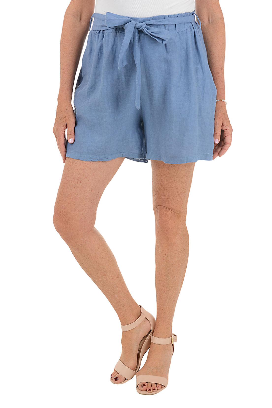 Linen Pull-On Belted Shorts for Women - Comfortable Elastic Waist Summer Casual Shorts - Perfect for Beach, Vacation, and Everyday Wear
