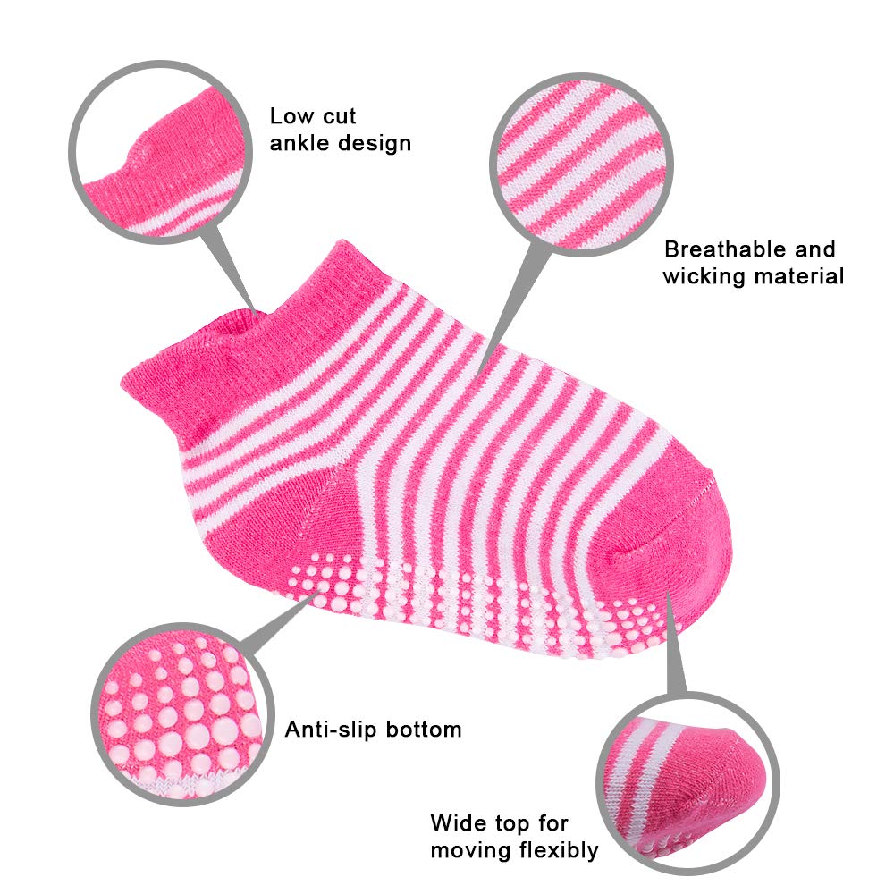 Duufin 16 Pairs Non-Slip Baby Socks with Grips - Anti-Skid Toddler Ankle Socks for Crawling, Walking & Playtime