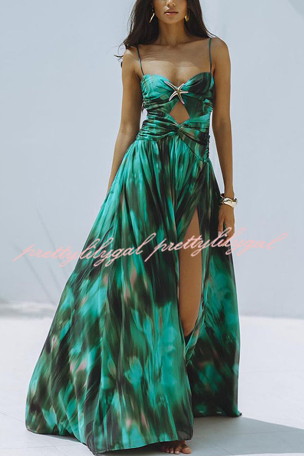 Unique Printed High Slit Beach Maxi Dress for Women - Boho Floral Summer Vacation Dress for Pool Party, Seaside Getaway & Tropical Holiday