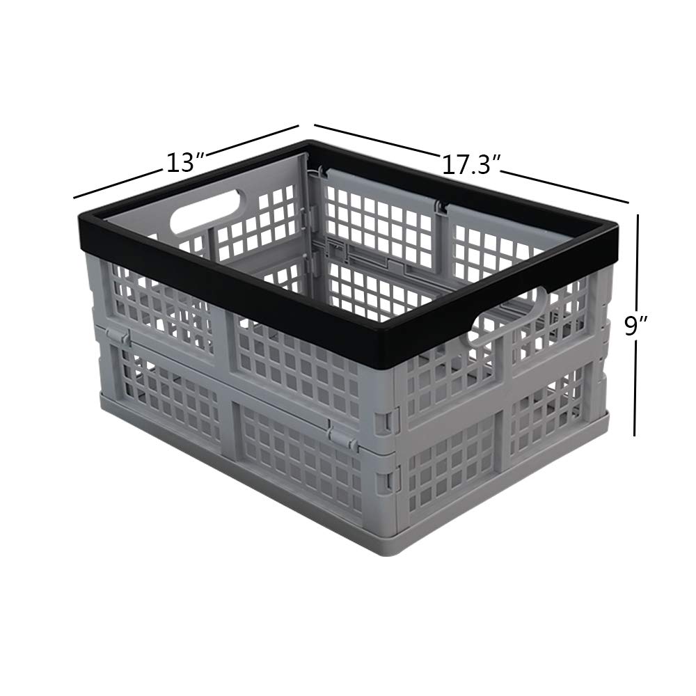 32L Collapsible Storage Crate Set of 3 - Foldable Plastic Bins for Home Organization, Laundry, Toys & Closet Storage - Space Saving Stackable Design for Garage, Office & Dorm Room