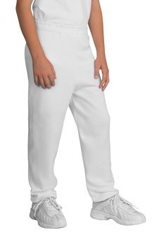 Port & Company PC90YP Youth Sweatpants - Comfortable Cotton Jogger Pants for Boys & Girls - Perfect for School, Sports & Casual Wear (White)