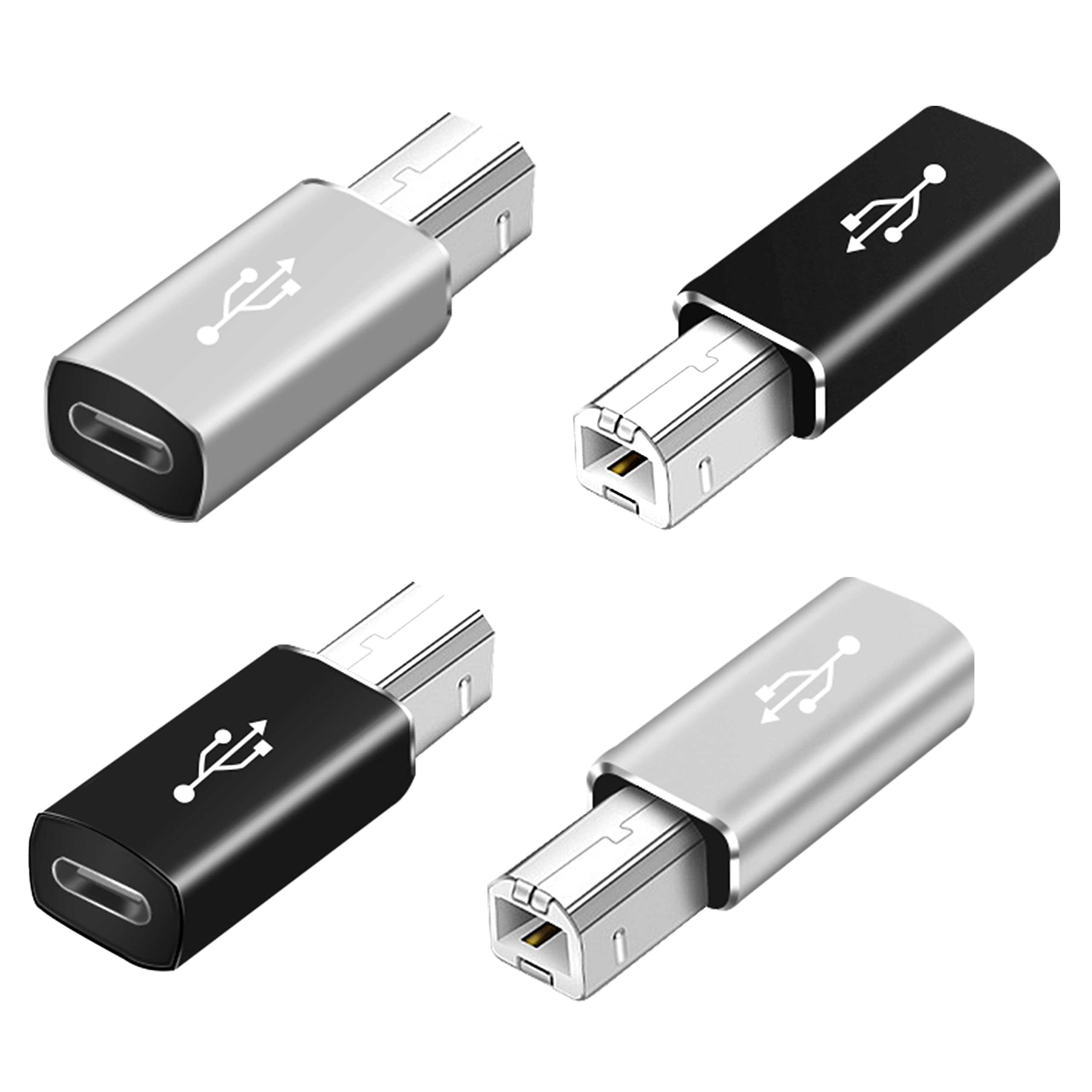 YACSEJAO USB C to USB B Adapter 4-Pack - USB C Female to Printer Male Converter - Compatible with MIDI, Printers, Electric Piano & Synthesizers - Perfect for Music Production & Office Printing Setup