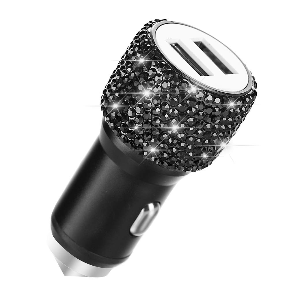 Dual USB Car Charger Fast Charging - SAVORI Bling Rhinestone Crystal Car Adapter for iPhone Xs Max/X/Plus, iPad Pro/Mini, Samsung Galaxy - Perfect for Road Trips & Daily Commute