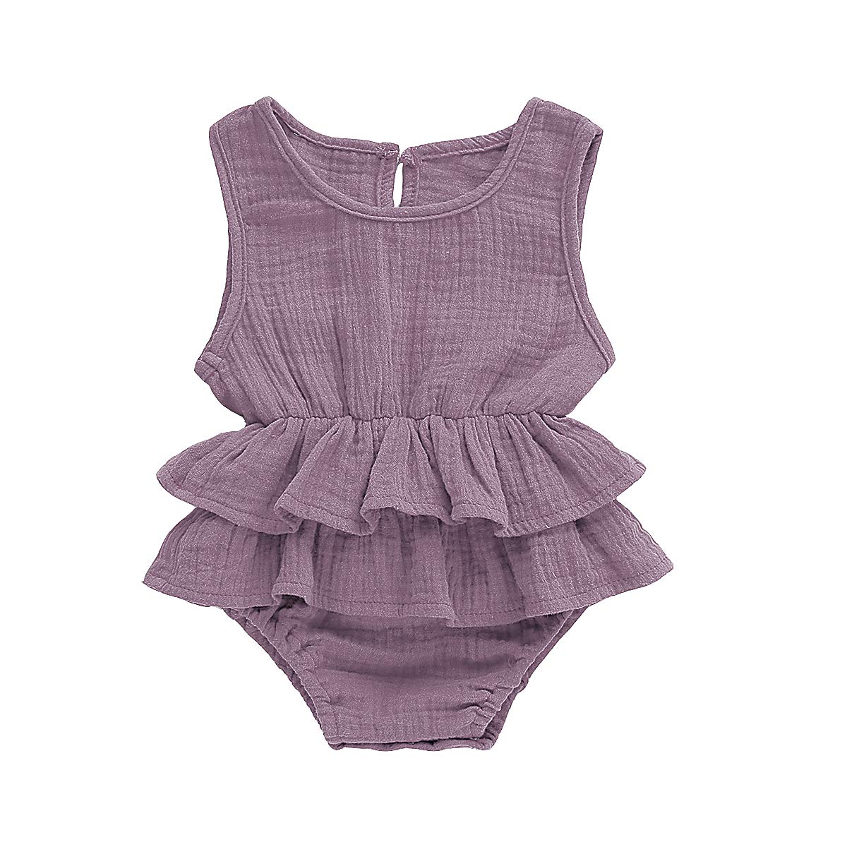 Newborn Baby Girl Romper - Soft Cotton Linen Bodysuit with Ruffle Sleeves | Summer Jumpsuit Outfit for Infants | Perfect for Photoshoots, Playdates & Special Occasions