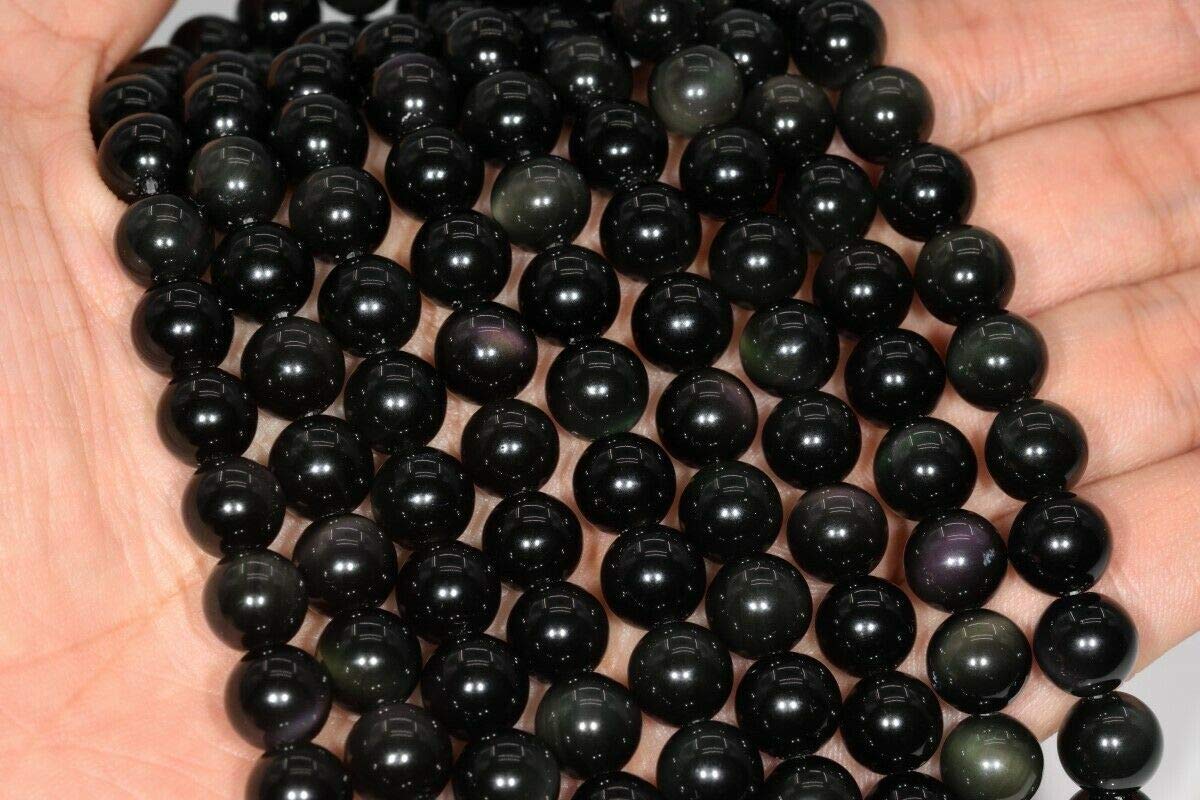 8mm AAA Grade Natural Rainbow Obsidian Round Loose Beads - 15.5