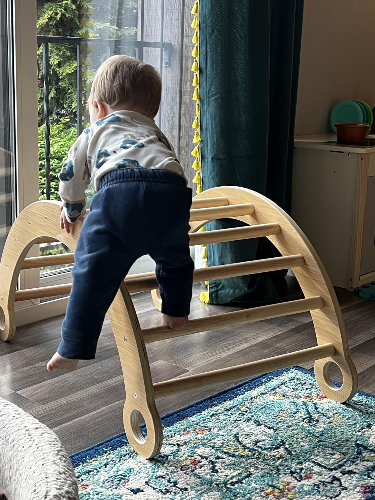 Asweets 5-in-1 Foldable Pikler Triangle Set with Ramp & Arch Climber - Montessori Climbing Toy for Toddlers, Indoor Jungle Gym for Kids - Perfect for Playrooms, Daycares & Home Play Areas