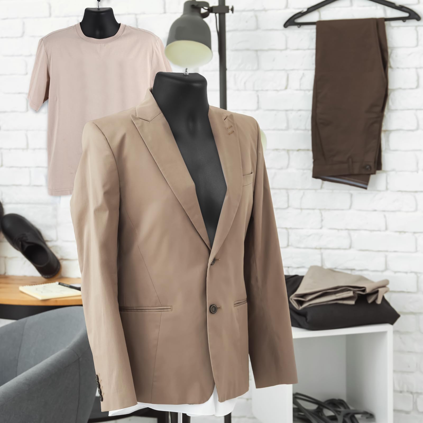 Geetery 4 Pack Male Mannequin Torso Dress Form - Adjustable Display Stand with Hanging Hook - Hollow Back for T-Shirt, Jacket & Clothing Display - Perfect for Retail Stores, Craft Shows, Photography & Fashion Design (S-M Size)