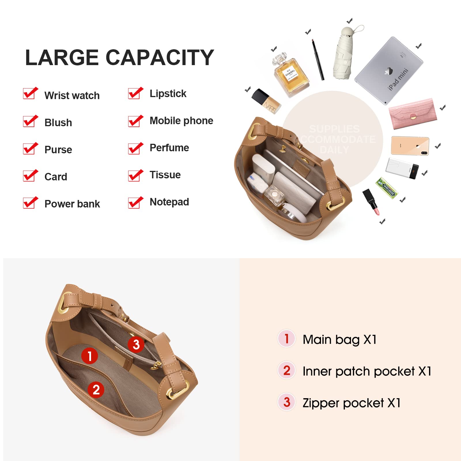 Genuine Leather Tote Bag for Women - Stylish Hobo Shoulder Satchel & Crossbody Purse - Perfect for Work, Travel & Everyday Use