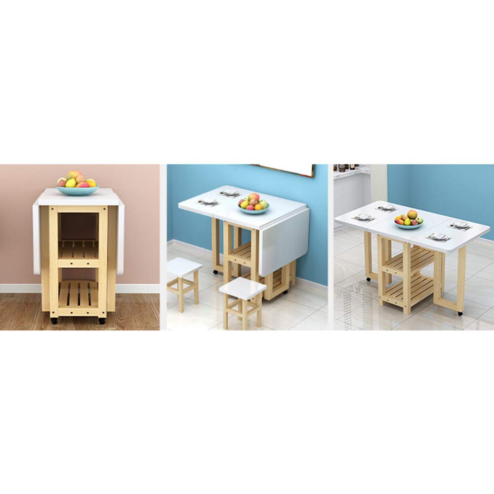 Expandable Solid Wood Dining Table and Chair Set - Space-Saving Folding Rectangular Table for Small Apartments, Modern Minimalist Kitchen Furniture | Perfect for Breakfast Nook, Studio Living & Compact Dining Spaces