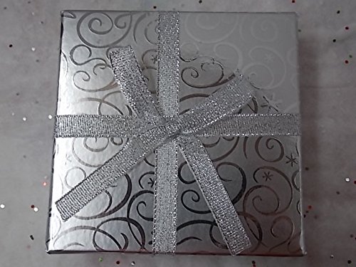 Premium Silver Gift Card Holder Box with Velvety Insert & Decorative Bow - 4.25